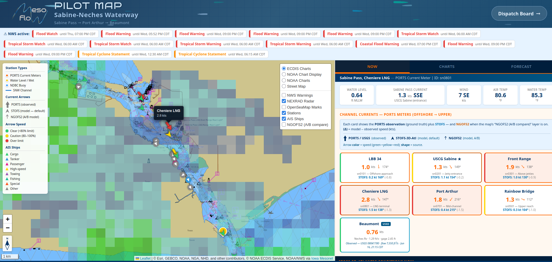 Pilot Map with live AIS vessel traffic